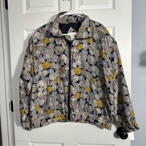 Vintage 1980s Bogari 100% silk coin-pattern jacket, XL, spring